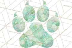 Quilted Patchwork Puppy Paw Prints Clipart, Colorful Dog PNG Product Image 3