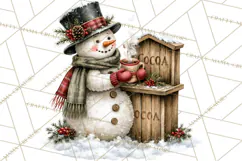 Snowman Christmas Market Clipart, Vintage Christmas Png Product Image 4