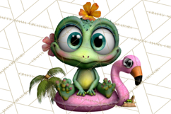 Colorful Beach Lizard Tropical Summer Clipart PNG Product Image 3