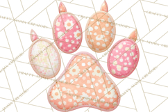 Quilted Patchwork Puppy Paw Prints Clipart, Colorful Dog PNG Product Image 5