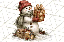 Snowman Christmas Market Clipart, Vintage Christmas Png Product Image 2