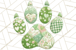 Quilted Patchwork Puppy Paw Prints Clipart, Colorful Dog PNG Product Image 2