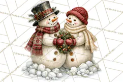Snowman Christmas Market Clipart, Vintage Christmas Png Product Image 3