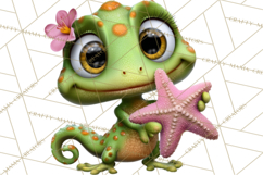 Colorful Beach Lizard Tropical Summer Clipart PNG Product Image 3