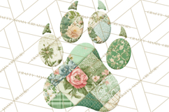 Quilted Patchwork Puppy Paw Prints Clipart, Colorful Dog PNG Product Image 3