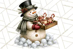 Snowman Christmas Market Clipart, Vintage Christmas Png Product Image 4