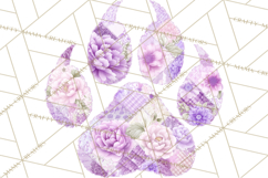 Quilted Patchwork Puppy Paw Prints Clipart, Colorful Dog PNG Product Image 2