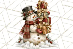 Snowman Christmas Market Clipart, Vintage Christmas Png Product Image 3
