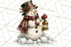 Snowman Christmas Market Clipart, Vintage Christmas Png Product Image 5