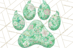 Quilted Patchwork Puppy Paw Prints Clipart, Colorful Dog PNG Product Image 5
