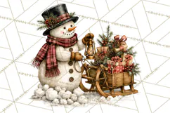 Snowman Christmas Market Clipart, Vintage Christmas Png Product Image 2