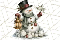 Snowman Christmas Market Clipart, Vintage Christmas Png Product Image 4