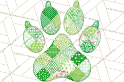 Quilted Patchwork Puppy Paw Prints Clipart, Colorful Dog PNG Product Image 3