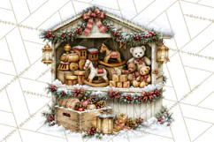 Snowman Christmas Market Clipart, Vintage Christmas Png Product Image 5