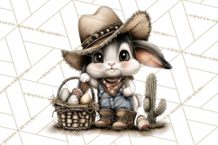 Western Easter Animals Clipart Cowboy Bunny Farm PNG Product Image 4