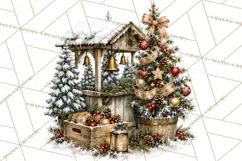 Snowman Christmas Market Clipart, Vintage Christmas Png Product Image 2