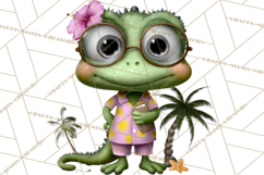 Colorful Beach Lizard Tropical Summer Clipart PNG Product Image 5