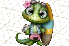 Colorful Beach Lizard Tropical Summer Clipart PNG Product Image 2