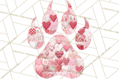 Quilted Patchwork Puppy Paw Prints Clipart, Colorful Dog PNG Product Image 2