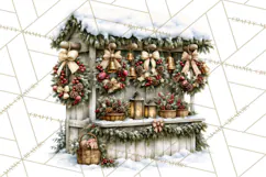 Snowman Christmas Market Clipart, Vintage Christmas Png Product Image 3