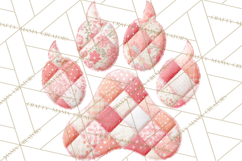 Quilted Patchwork Puppy Paw Prints Clipart, Colorful Dog PNG Product Image 3