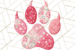 Quilted Patchwork Puppy Paw Prints Clipart, Colorful Dog PNG Product Image 4