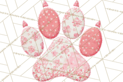 Quilted Patchwork Puppy Paw Prints Clipart, Colorful Dog PNG Product Image 5