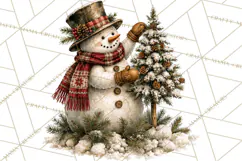 Snowman Christmas Market Clipart, Vintage Christmas Png Product Image 4