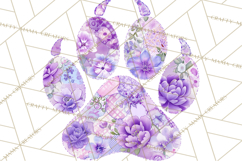 Quilted Patchwork Puppy Paw Prints Clipart, Colorful Dog PNG Product Image 3