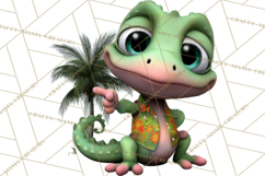 Colorful Beach Lizard Tropical Summer Clipart PNG Product Image 3