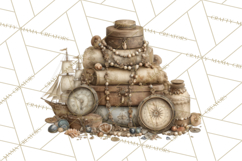Rustic Nautical Lost Treasure Pirate Clipart PNG Product Image 3