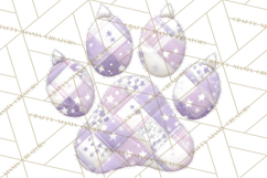 Quilted Patchwork Puppy Paw Prints Clipart, Colorful Dog PNG Product Image 3
