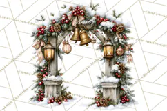 Snowman Christmas Market Clipart, Vintage Christmas Png Product Image 4