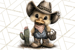 Western Easter Animals Clipart Cowboy Bunny Farm PNG Product Image 3