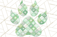 Quilted Patchwork Puppy Paw Prints Clipart, Colorful Dog PNG Product Image 2