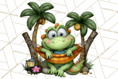 Colorful Beach Lizard Tropical Summer Clipart PNG Product Image 5