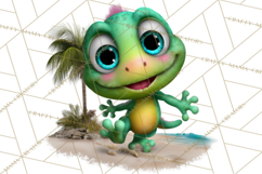 Colorful Beach Lizard Tropical Summer Clipart PNG Product Image 3