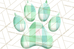 Quilted Patchwork Puppy Paw Prints Clipart, Colorful Dog PNG Product Image 3