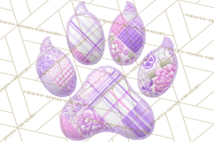 Quilted Patchwork Puppy Paw Prints Clipart, Colorful Dog PNG Product Image 4