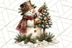 Snowman Christmas Market Clipart, Vintage Christmas Png Product Image 5