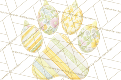 Quilted Patchwork Puppy Paw Prints Clipart, Colorful Dog PNG Product Image 5