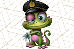 Colorful Beach Lizard Tropical Summer Clipart PNG Product Image 2