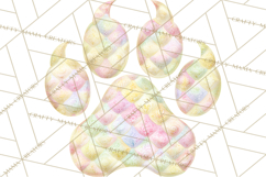 Quilted Patchwork Puppy Paw Prints Clipart, Colorful Dog PNG Product Image 2