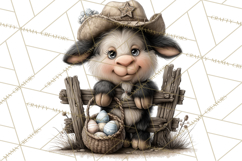 Western Easter Animals Clipart Cowboy Bunny Farm PNG Product Image 2