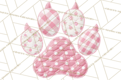 Quilted Patchwork Puppy Paw Prints Clipart, Colorful Dog PNG Product Image 5