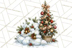 Snowman Christmas Market Clipart, Vintage Christmas Png Product Image 2