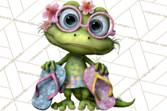 Colorful Beach Lizard Tropical Summer Clipart PNG Product Image 5