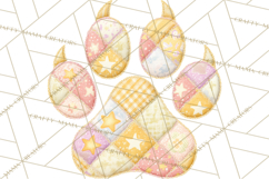 Quilted Patchwork Puppy Paw Prints Clipart, Colorful Dog PNG Product Image 2
