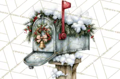 Snowman Christmas Market Clipart, Vintage Christmas Png Product Image 4