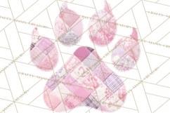 Quilted Patchwork Puppy Paw Prints Clipart, Colorful Dog PNG Product Image 3